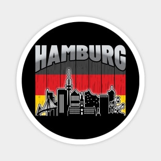 Hamburg Germany Skyline Vintage German Flag Magnet